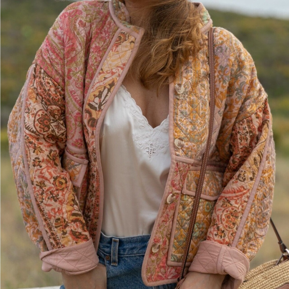 Zara | Quilted Jacquard Jacket Oversized Boxy Granny Core XS